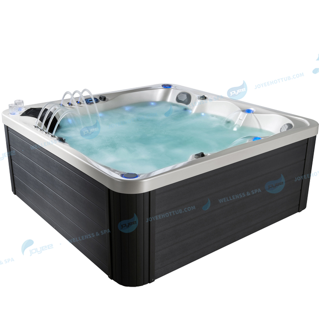 Jacuzzi al aire libre con hidromasaje para jardín con chorros LED para 5 personas | Bañera de hidromasaje - JOYEE