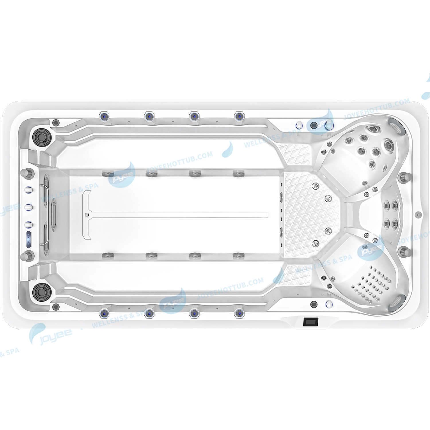 Piscina de fibra de vidrio de Swim Spa | Gran combinación de bañera de hidromasaje de piscina de spa al aire libre - Joyee